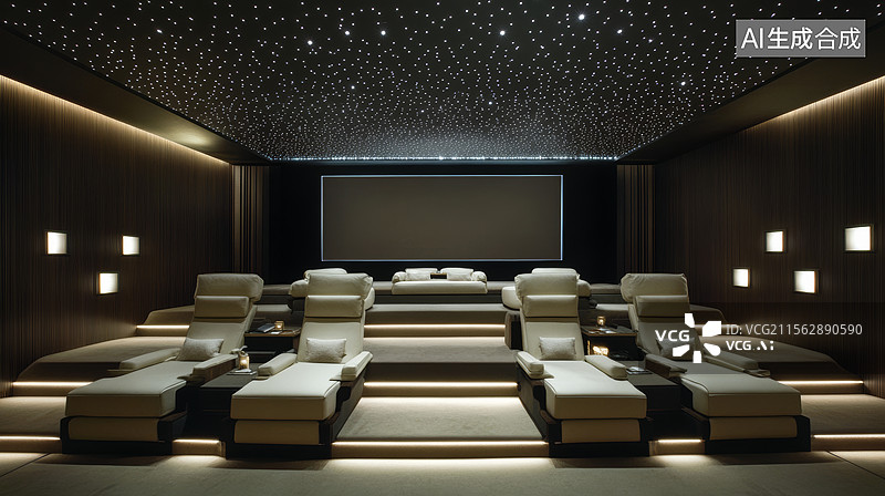 【AI数字艺术】豪华家庭影院图片素材