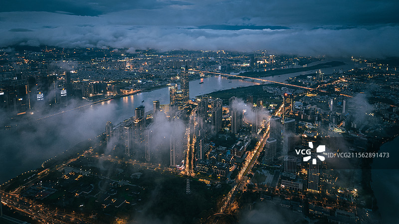 广州琶洲万胜围城市风光夜景图片素材