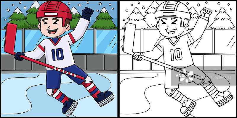 冰球男孩球员庆祝进球图片素材