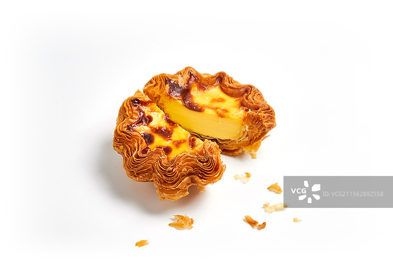 切开的可颂蛋挞图片素材