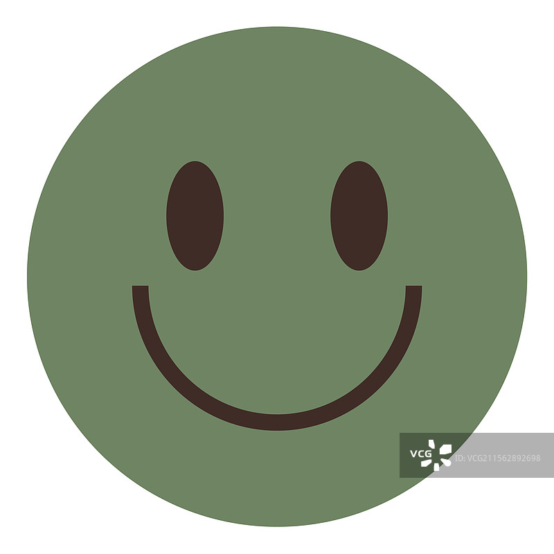 极简主义绿色快乐面孔，黑色眼睛和图片素材