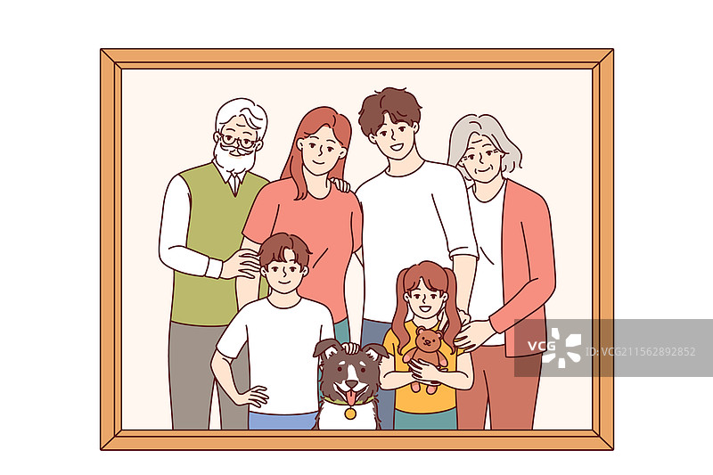 退休家庭与孩子们的合影图片素材