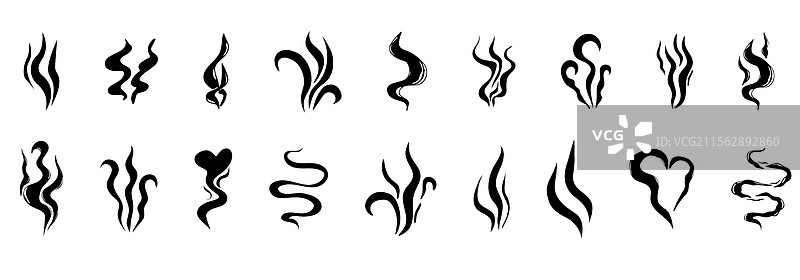 蒸汽烟雾手绘线条漫画涂鸦香气图片素材