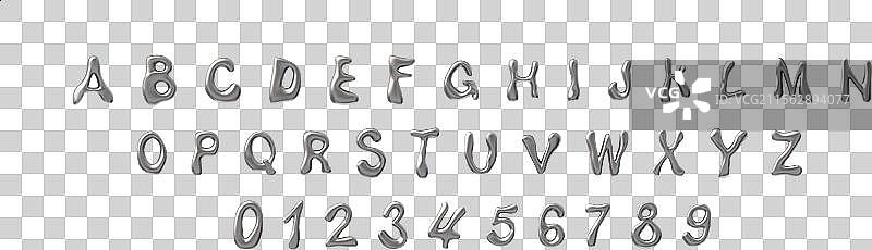 3D光泽银色液体英文字母大写字母图片素材