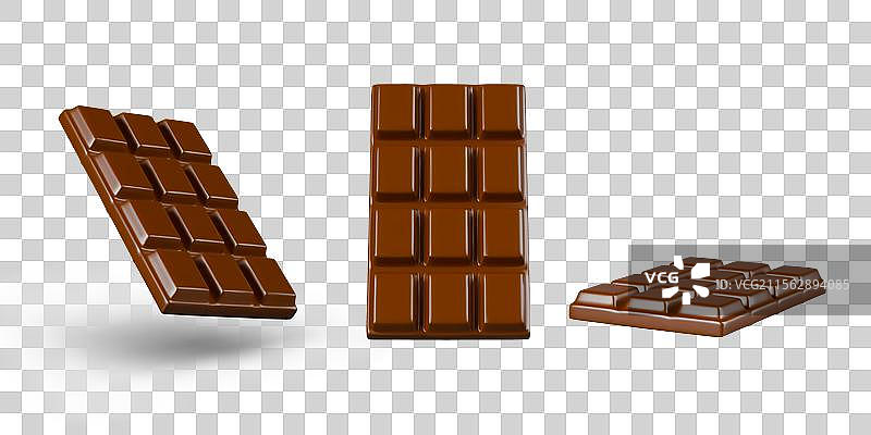经典三维风格的矩形巧克力棒图片素材