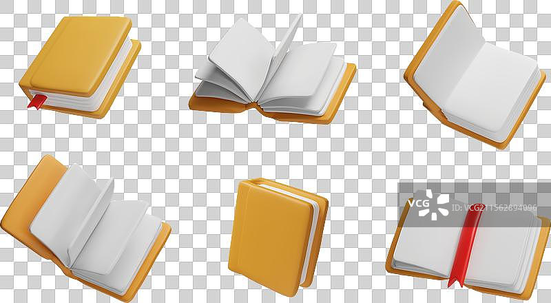 一组打开和关闭的3D书籍图片素材