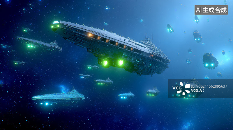 【AI数字艺术】未来宇宙飞船航天飞机科幻插画图片素材