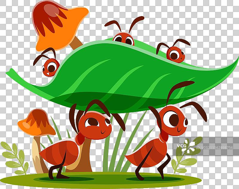 卡通蚂蚁带着它们可爱的孩子们图片素材