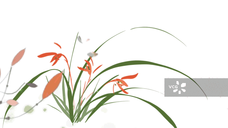 春天 自然 花 水墨动画 兰花 国画 高雅 传统文化 君子图片素材