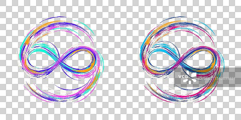 用霓虹飞溅颜料绘制的无限符号图片素材