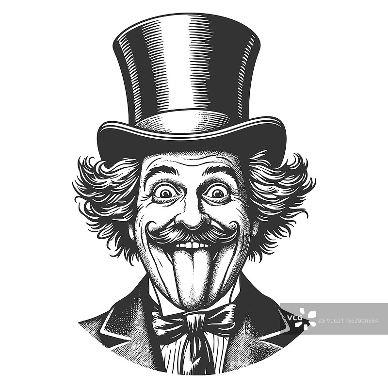 戴礼帽的顽皮绅士雕刻图图片素材