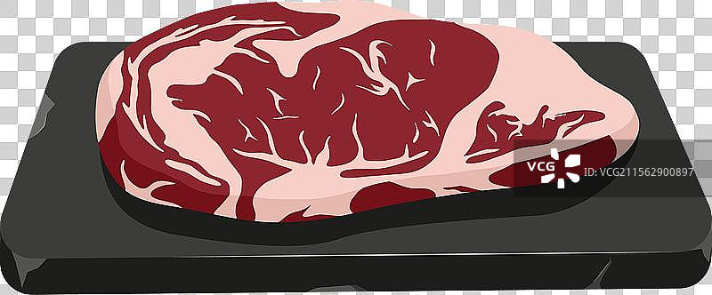 生猪肉牛排放在石盘上，新鲜的红色生肉图片素材