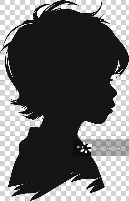 可爱的儿童肖像剪影设计，孤立于背景上图片素材