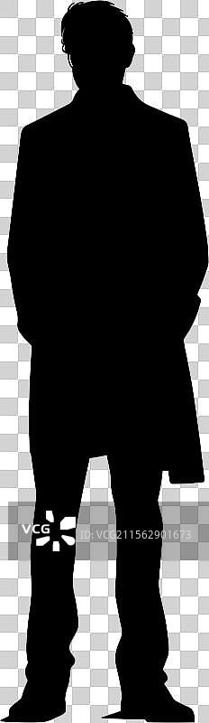 优雅的长大衣男士站立剪影图片素材