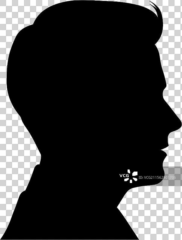 现代发型的男性侧面轮廓剪影图片素材