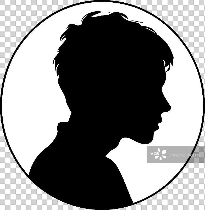 年轻男孩侧面轮廓圆形图案图片素材