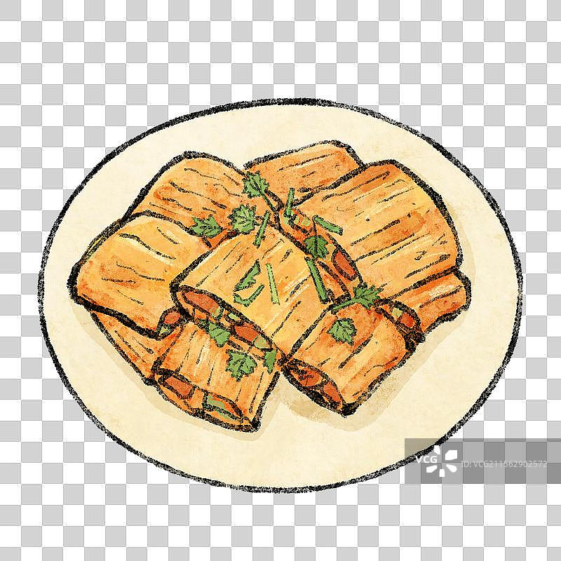 黑龙江哈尔滨美食国风插画-烤冷面图片素材