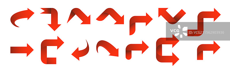 设置红色箭头3D图标，指向上、下、左、右图片素材