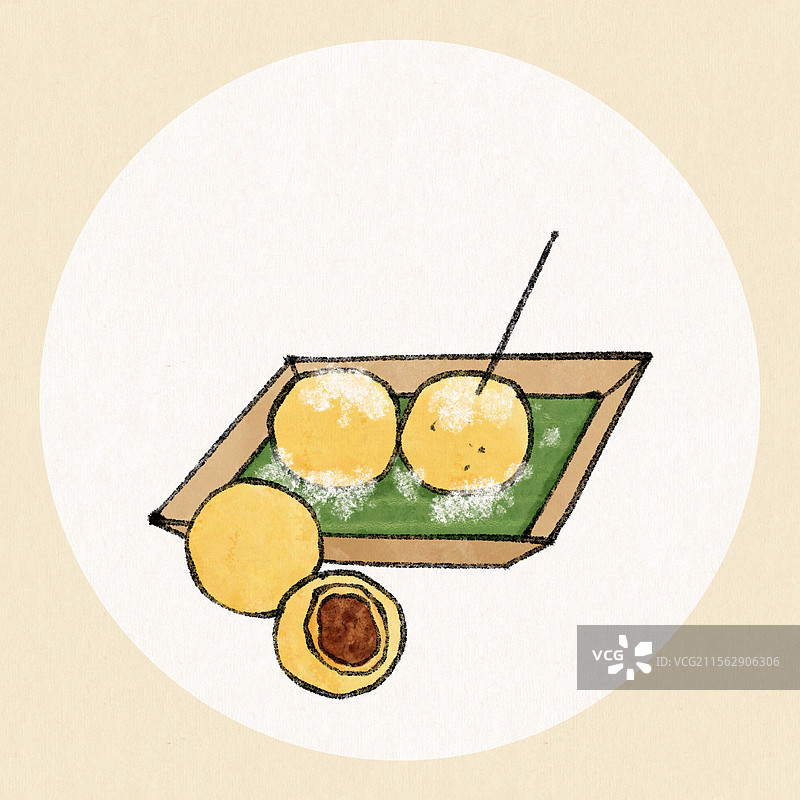 黑龙江哈尔滨美食国风插画-粘豆包图片素材