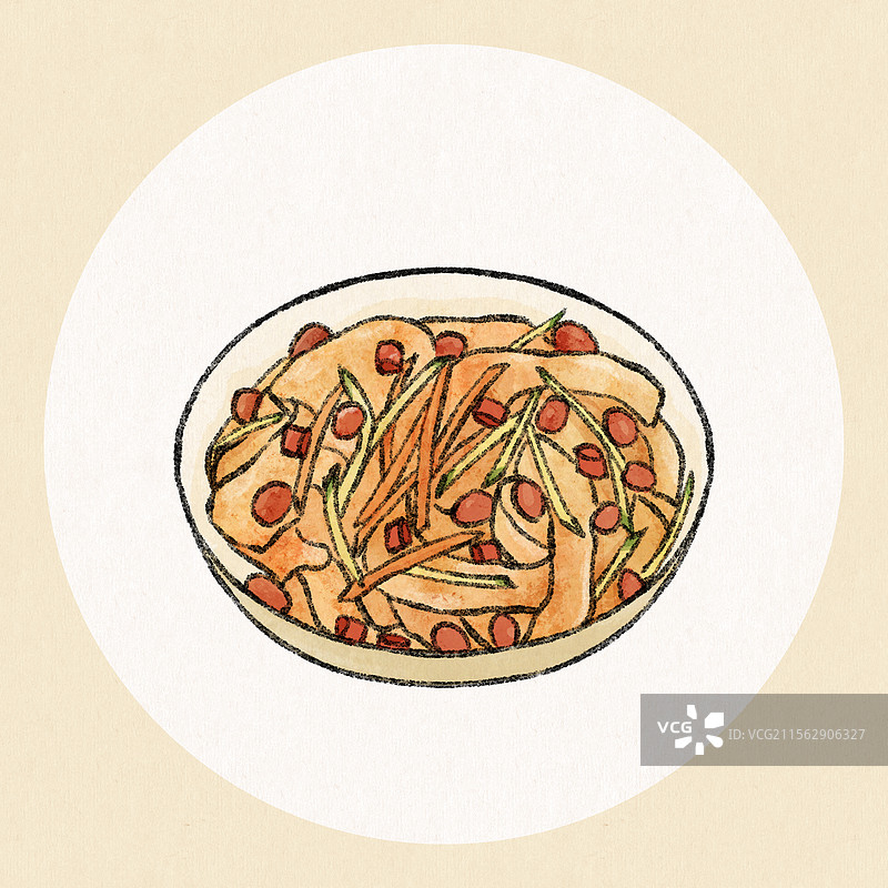 黑龙江哈尔滨美食国风插画-大拉皮图片素材