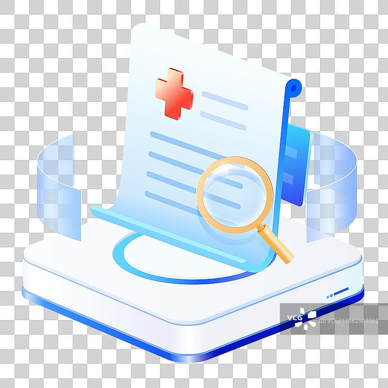 放大镜医疗报告 医疗文件 健康保险单概念图片素材