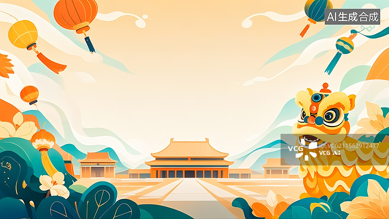 【AI数字艺术】醒狮节日插画图片素材