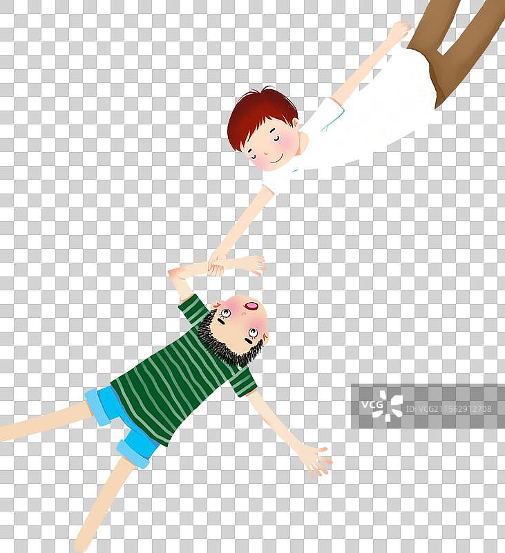 免抠图形 人物PNG元素 一个男孩拉起另外一个男孩图片素材