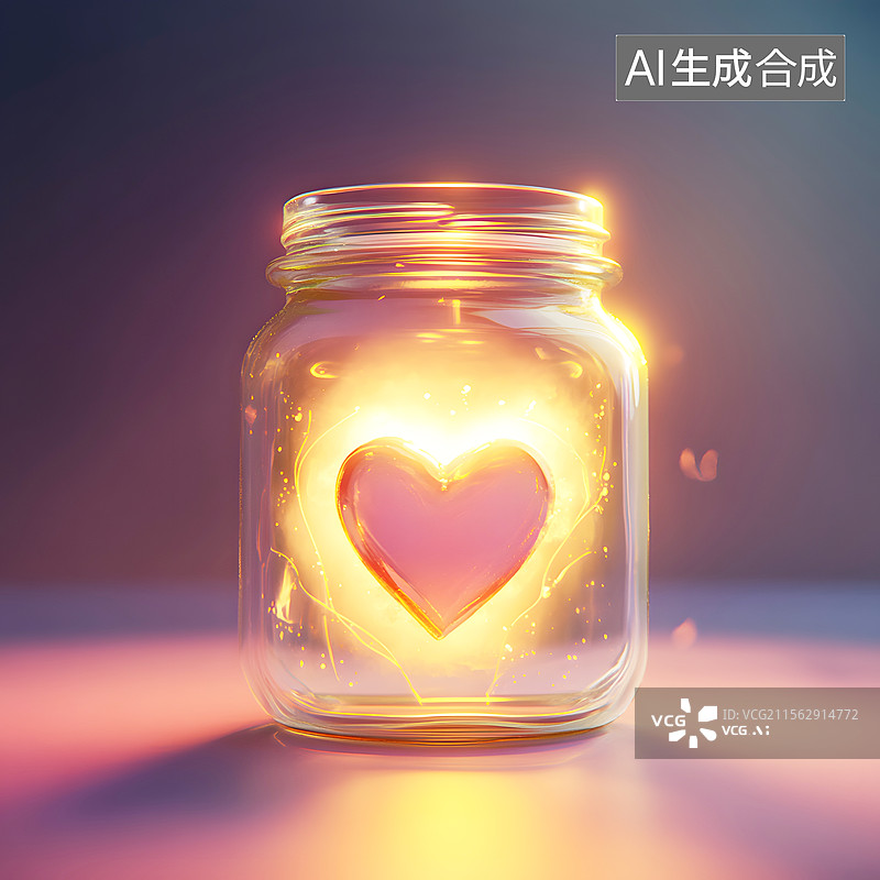 【AI数字艺术】AIGC：玻璃瓶里的红心图片素材