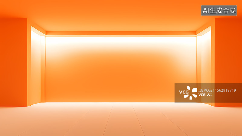 【AI数字艺术】空橙色房间的室内设计图片素材