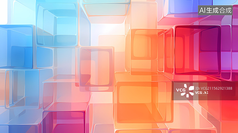 【AI数字艺术】抽象彩色几何方块图片素材