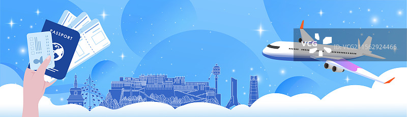 西藏旅游假期休假出行国内游乘坐飞机直达护照机票图片素材