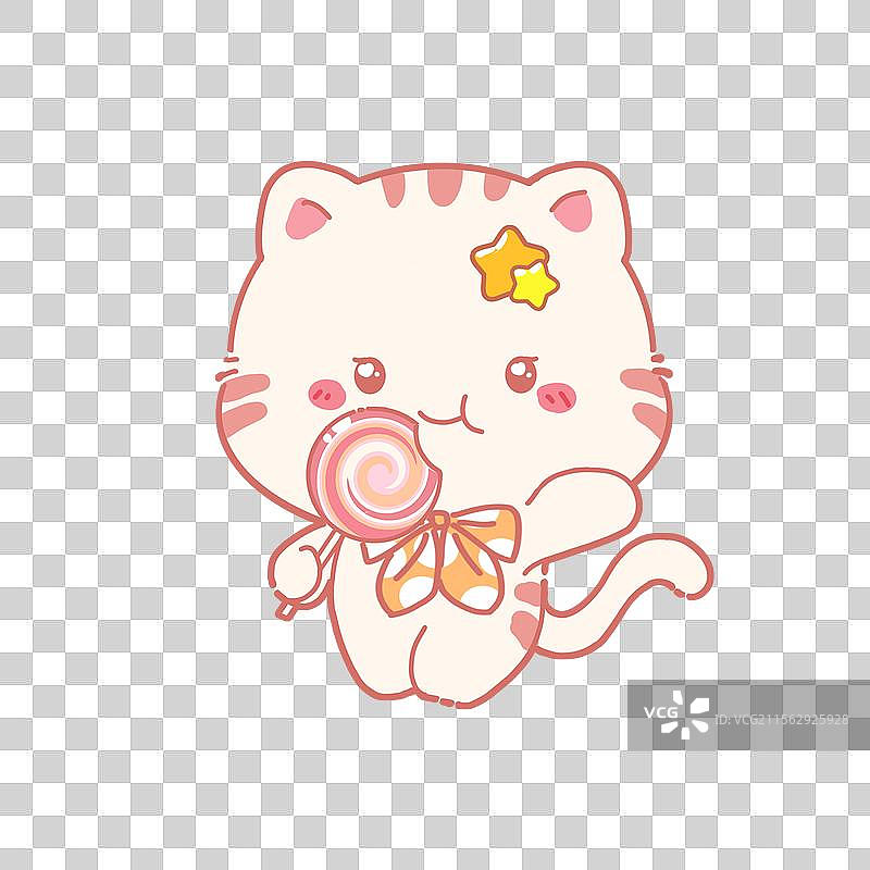 可爱小清新六一儿童节卡通蝴蝶结星星发夹棒棒糖狸花猫游乐园原创插画图片素材