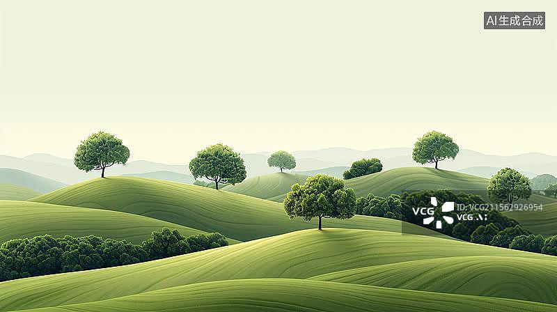 【AI数字艺术】绿意盎然的希望田野 丘陵风光 微观视角的绿色山丘图片素材