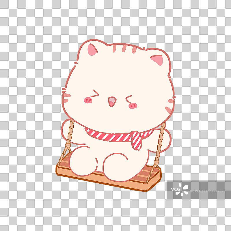 可爱卡通眯眼开心围巾荡秋千黄色狸花猫游乐园系列六一儿童节原创插画免抠元素图片素材