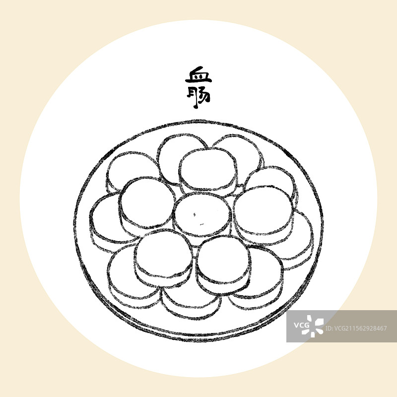 黑龙江哈尔滨美食国风插画-血肠图片素材