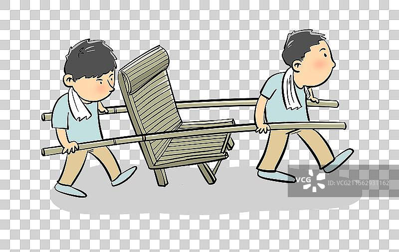 两个抬着滑竿的轿夫图片素材