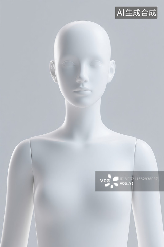 【AI数字艺术】未来科技感人体模型白色模型图片素材