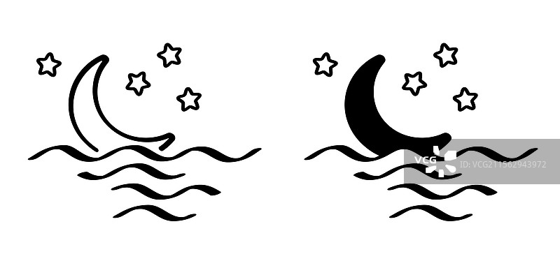 卡通画的月亮或月光与星星图片素材