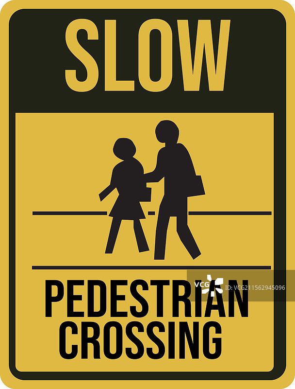 慢行行人过路警告标志图片素材