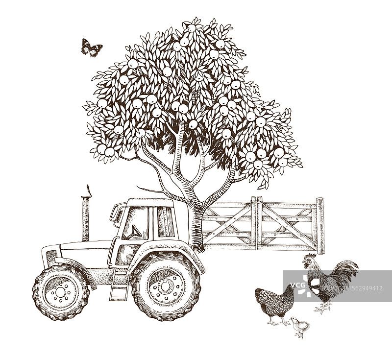 手绘乡村生活图片素材