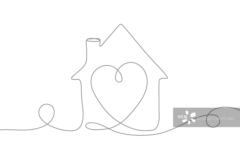 简约的连续线条画房子图片素材