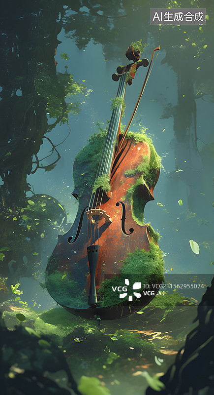 【AI数字艺术】破损 小提琴图片素材