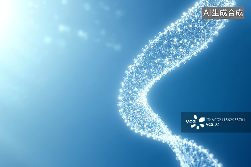【AI数字艺术】发光的DNA双螺旋结构图片素材