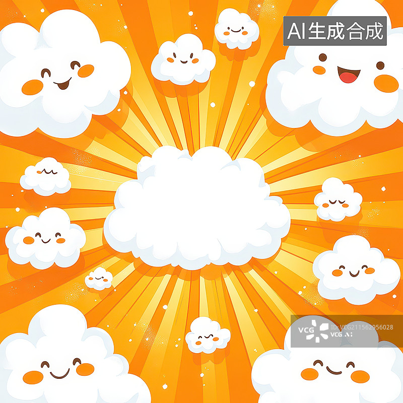 【AI数字艺术】萌趣太阳云朵卡通背景图片素材