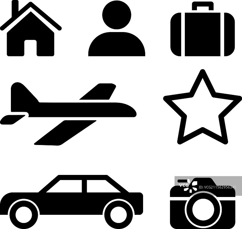 黑白旅行图标旅程符号集合图片素材