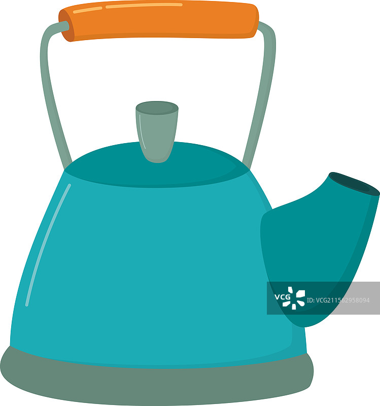 蓝色茶壶独立在透明背景上图片素材
