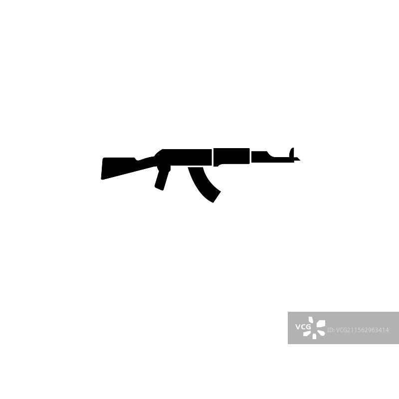 警察和军队的冲锋枪，实心平面设计图片素材