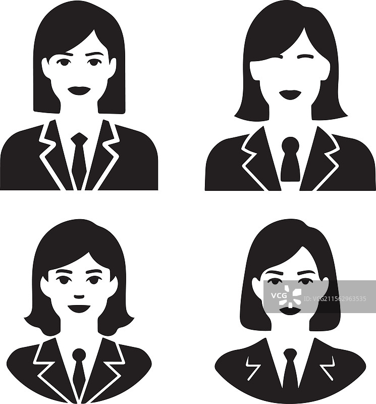 黑色头像商业女性图标符号贴纸图片素材