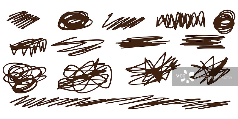 手绘混乱涂鸦的涂鸦笔素描套装图片素材