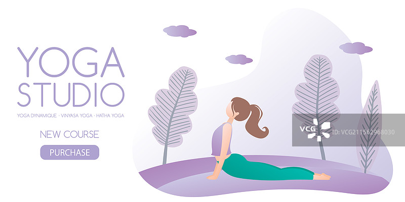 瑜伽工作室网页横幅模板带按钮图片素材